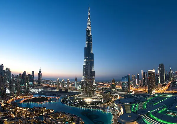 Evening view of the Burj Khalifa