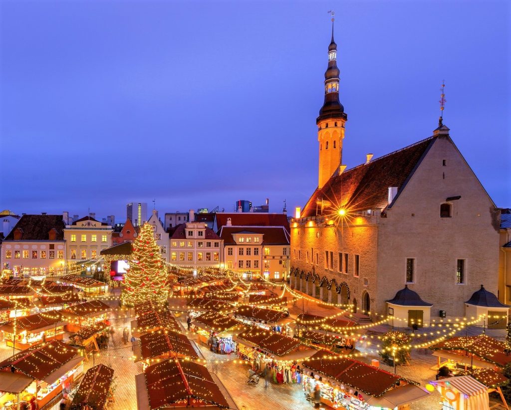 Tallinn Christmas Market from private jet charter