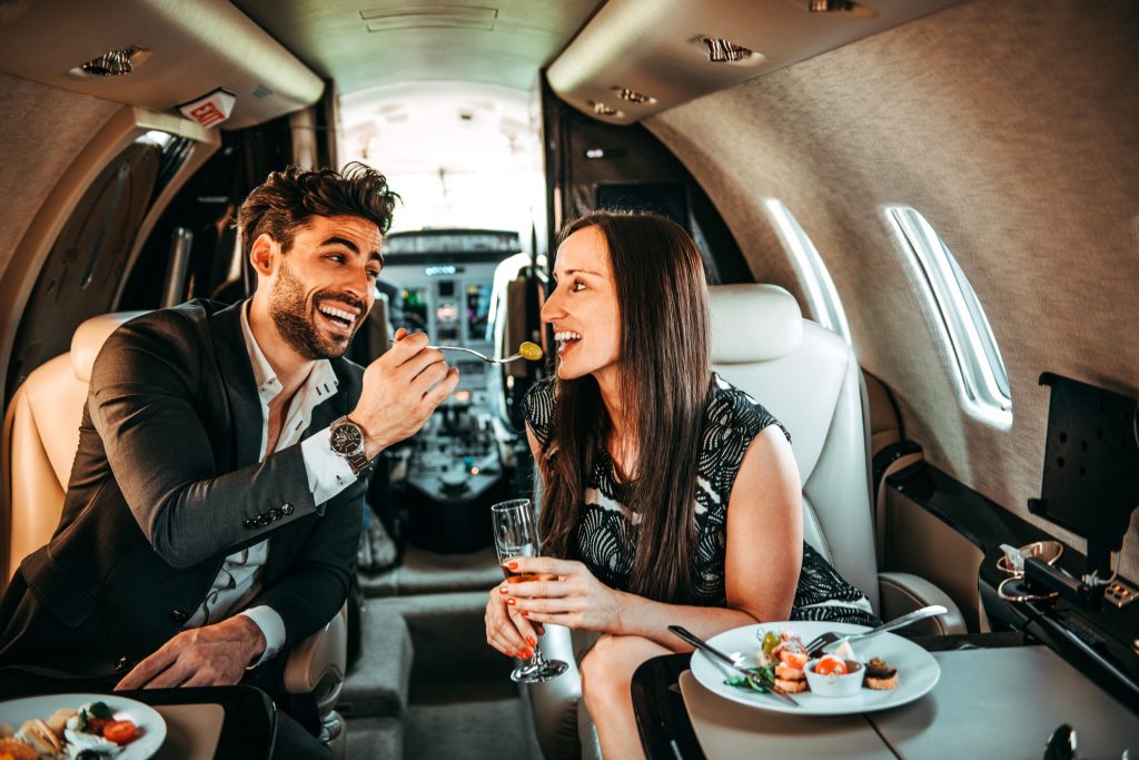 food on a private jet