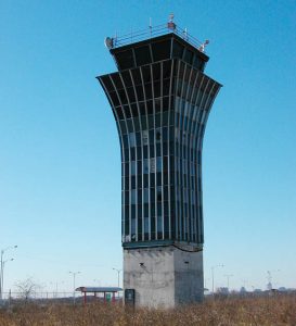 An image of the abandoned tower at the old Robert Muller airport in Austin Texas