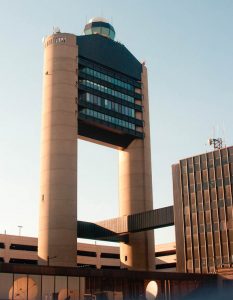 An image of the airport tower at logan international airport boston