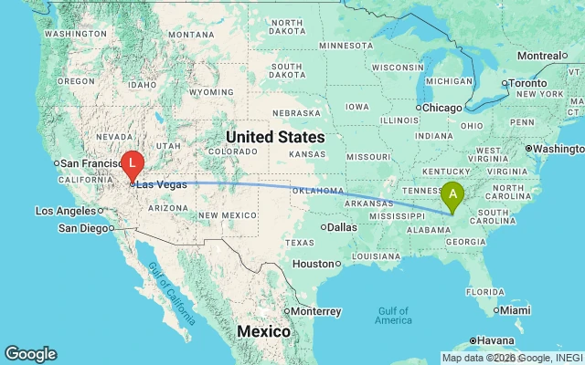 Flight path from Atlanta to Las Vegas