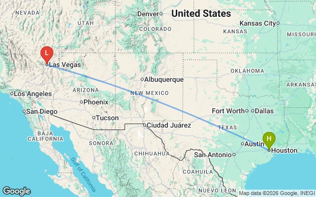 Flight path from Houston to Las Vegas