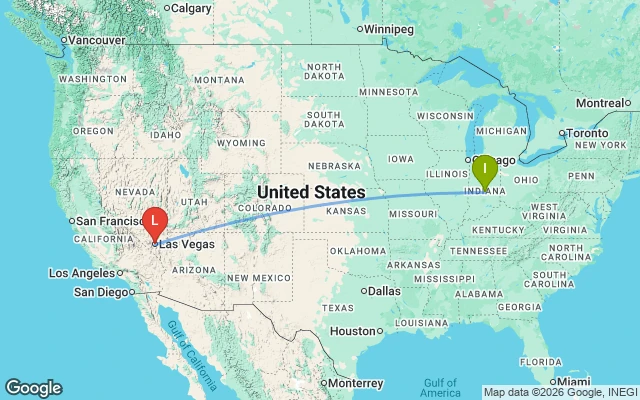 Flight path from Indianapolis to Las Vegas