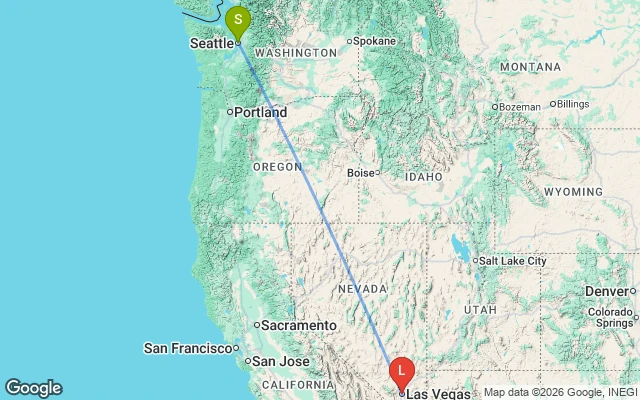 Flight path from Seattle to Las Vegas