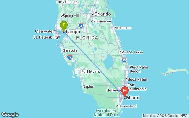 Flight path from Tampa to Miami