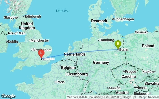Flight path from Berlin to London