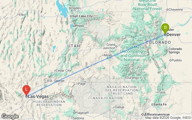 Flight path from Denver to Las Vegas