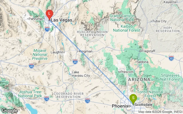 Flight path from Scottsdale to Las Vegas