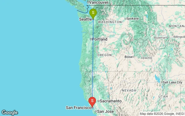 Flight path from Seattle to San Francisco