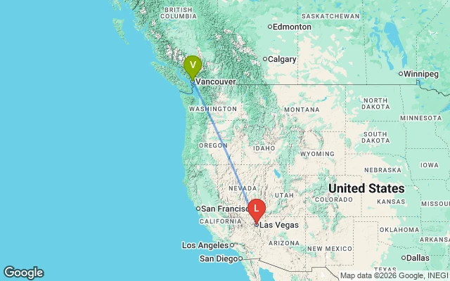 Flight path from Vancouver to Las Vegas