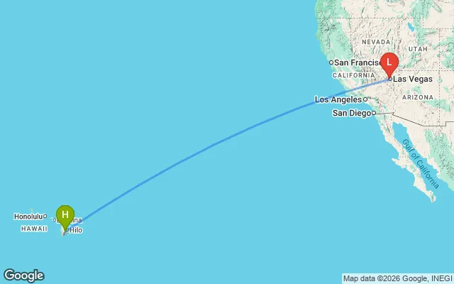 Flight path from Hawaii to Las Vegas