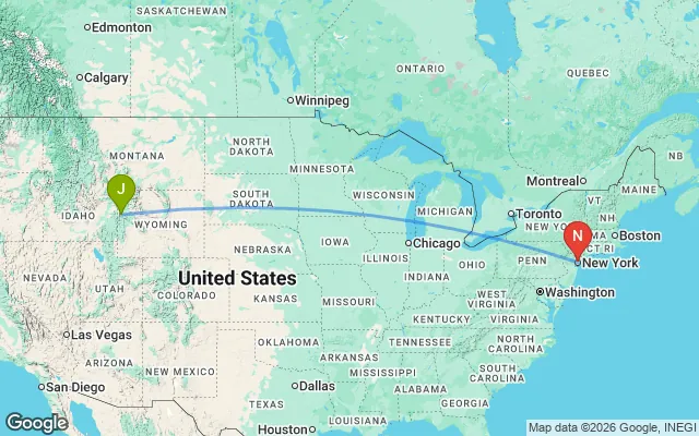 Flight path from Jackson Hole to New York