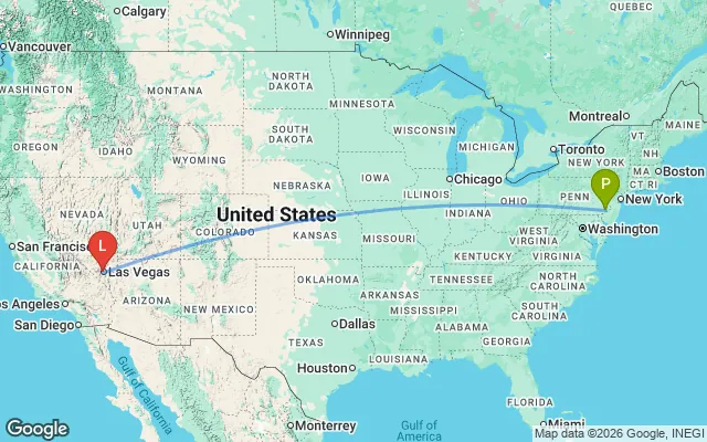 Flight path from Philadelphia to Las Vegas