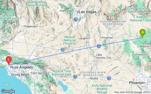 Flight path from Aspen to Los Angeles