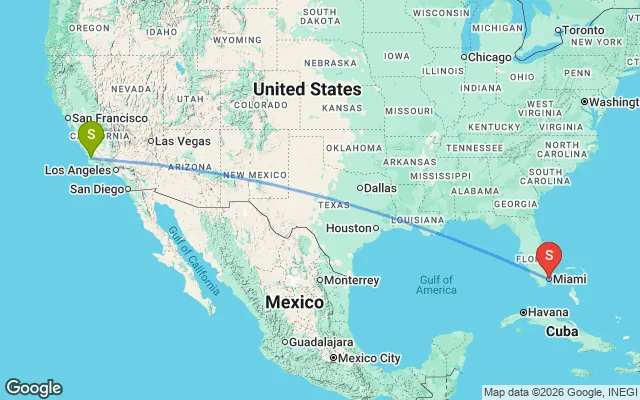 Flight path from Santa Barbara to South Florida