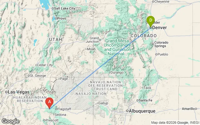 Flight path from Denver to Aspen