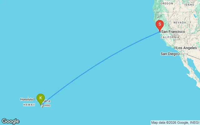 Flight path from Kona to San Francisco