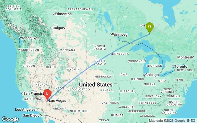 Flight path from Ontario to Las Vegas