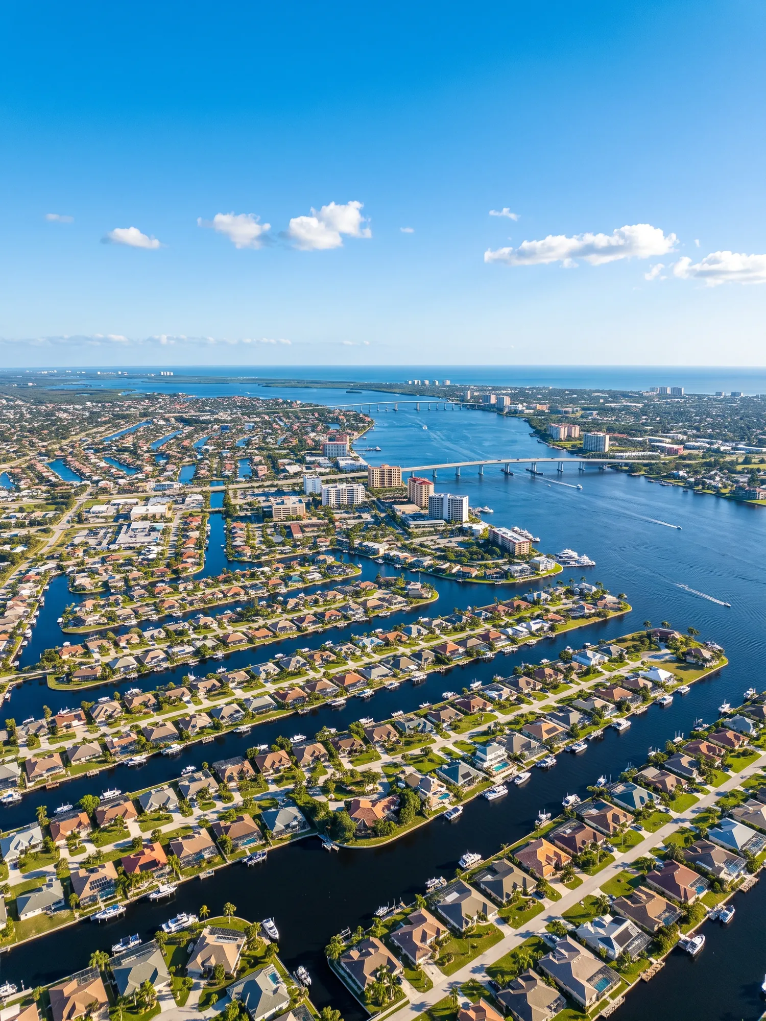 Image of Panoramic Cityscape View Of Cape Coral In Bright Daylight