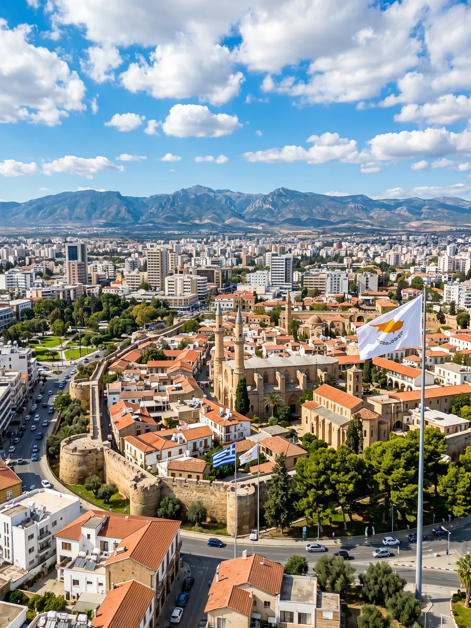 Image of Panoramic Cityscape View Of Cyprus In Bright Daylight