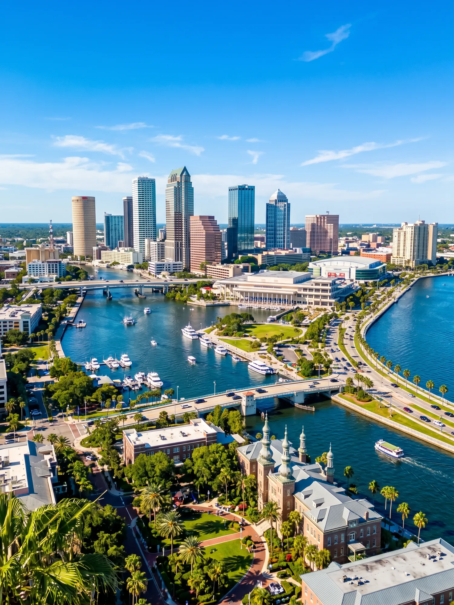 Image of Panoramic Cityscape View Of Tampa In Bright Daylight