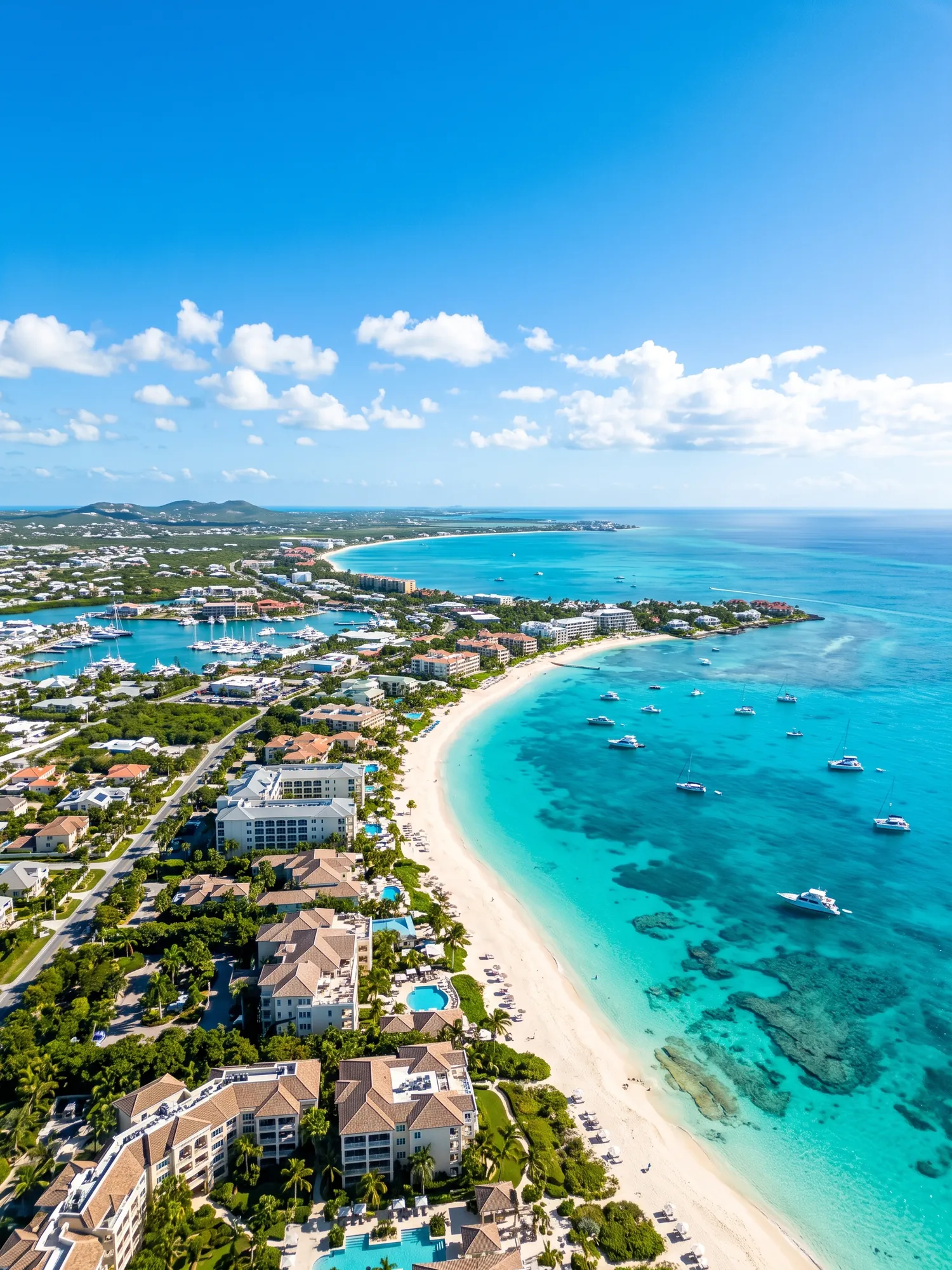 Image of Panoramic Cityscape View Of Turks And Caicos In Bright Daylight