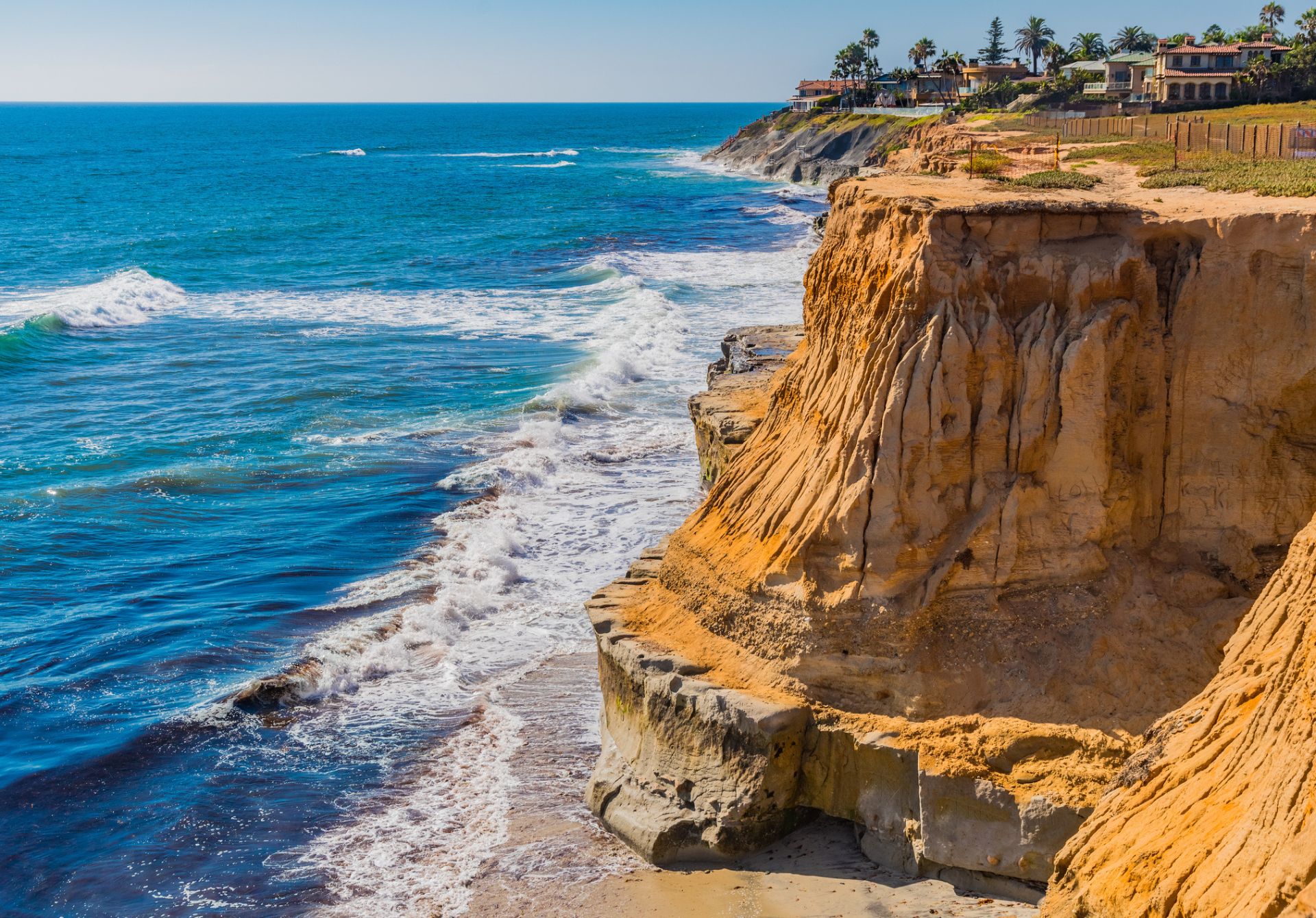 Image of Carlsbad Coastline With Pacific Ocean Surf California
