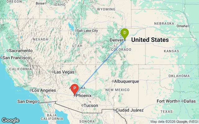 Flight path from Denver to Phoenix