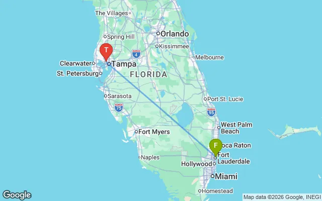 Flight path from Fort Lauderdale to Tampa