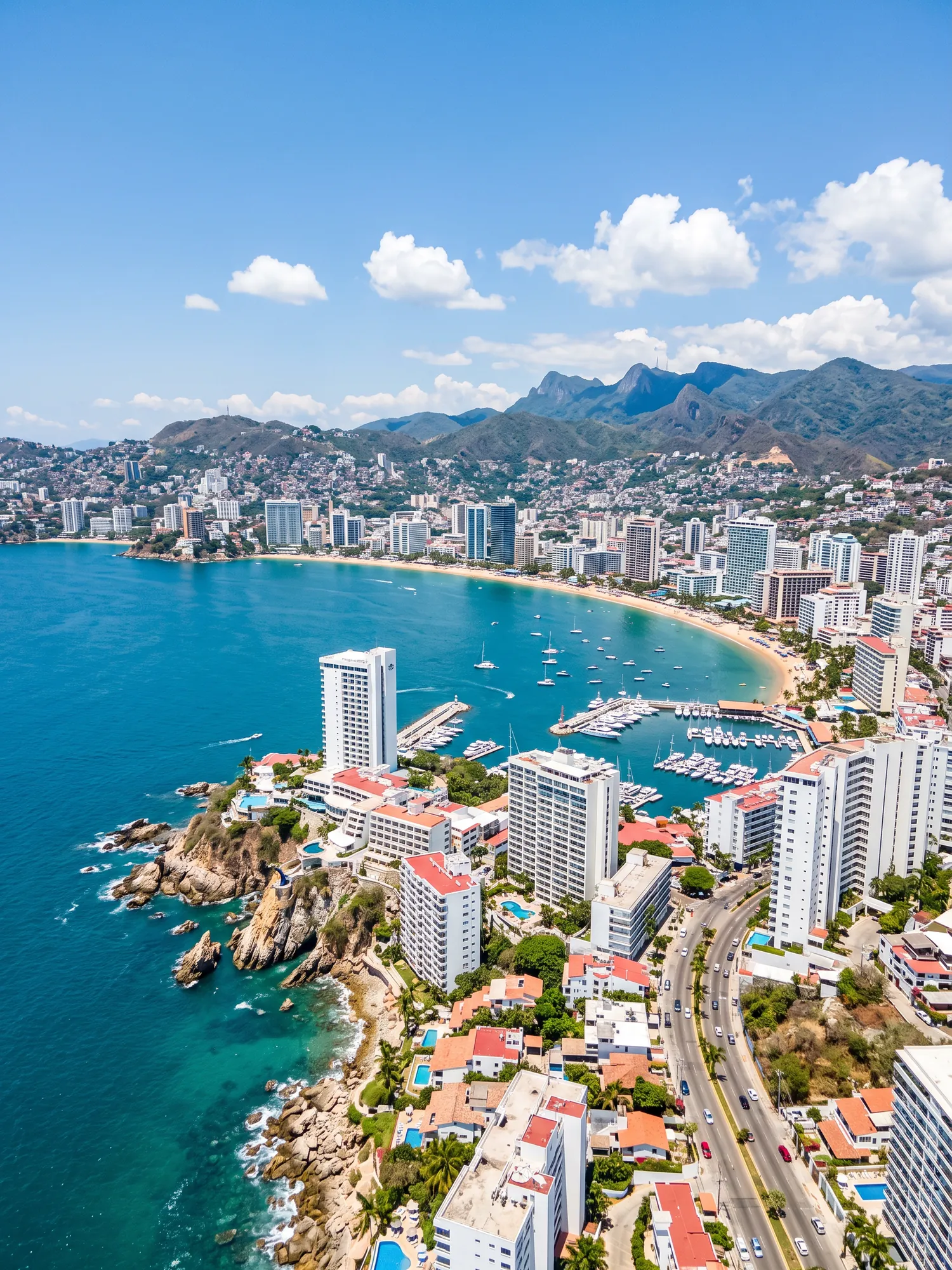 Image of Panoramic Cityscape View Of Acapulco In Bright Daylight