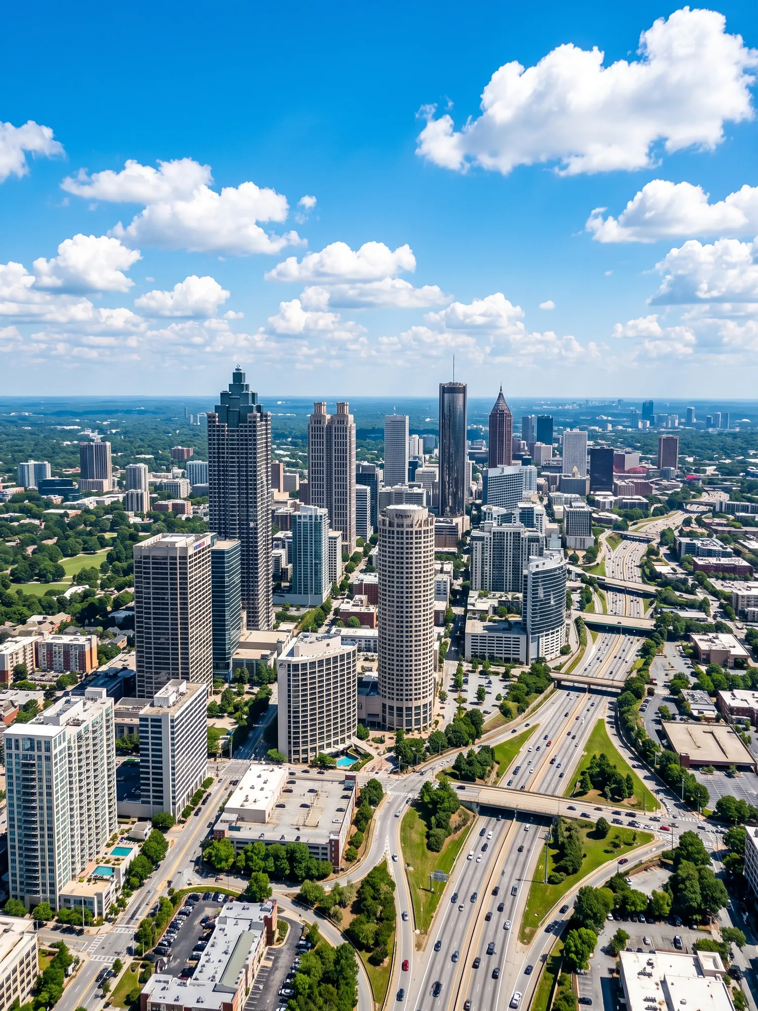 Image of Panoramic Cityscape View Of Atlanta In Bright Daylight