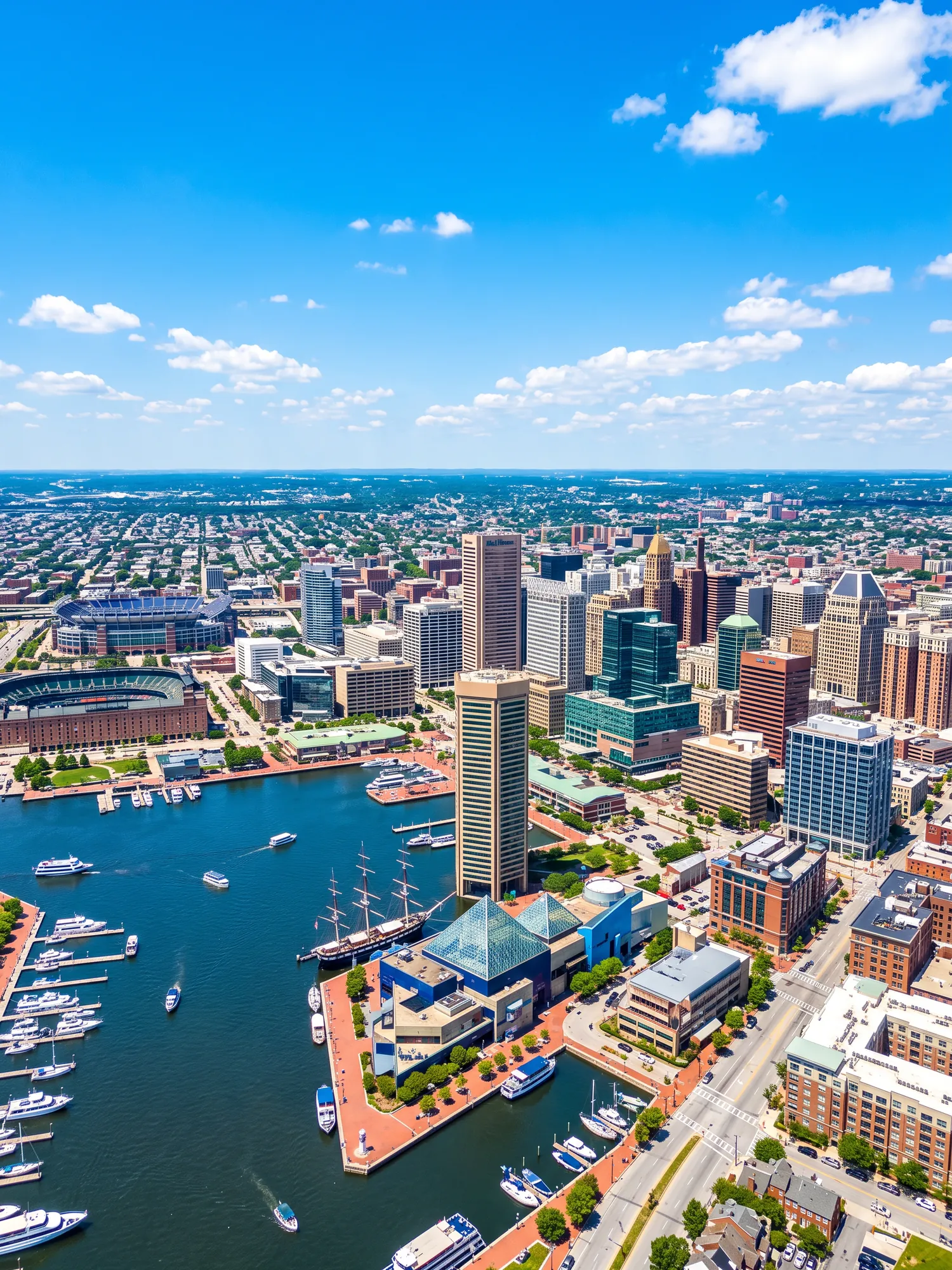 Image of Panoramic Cityscape View Of Baltimore In Bright Daylight