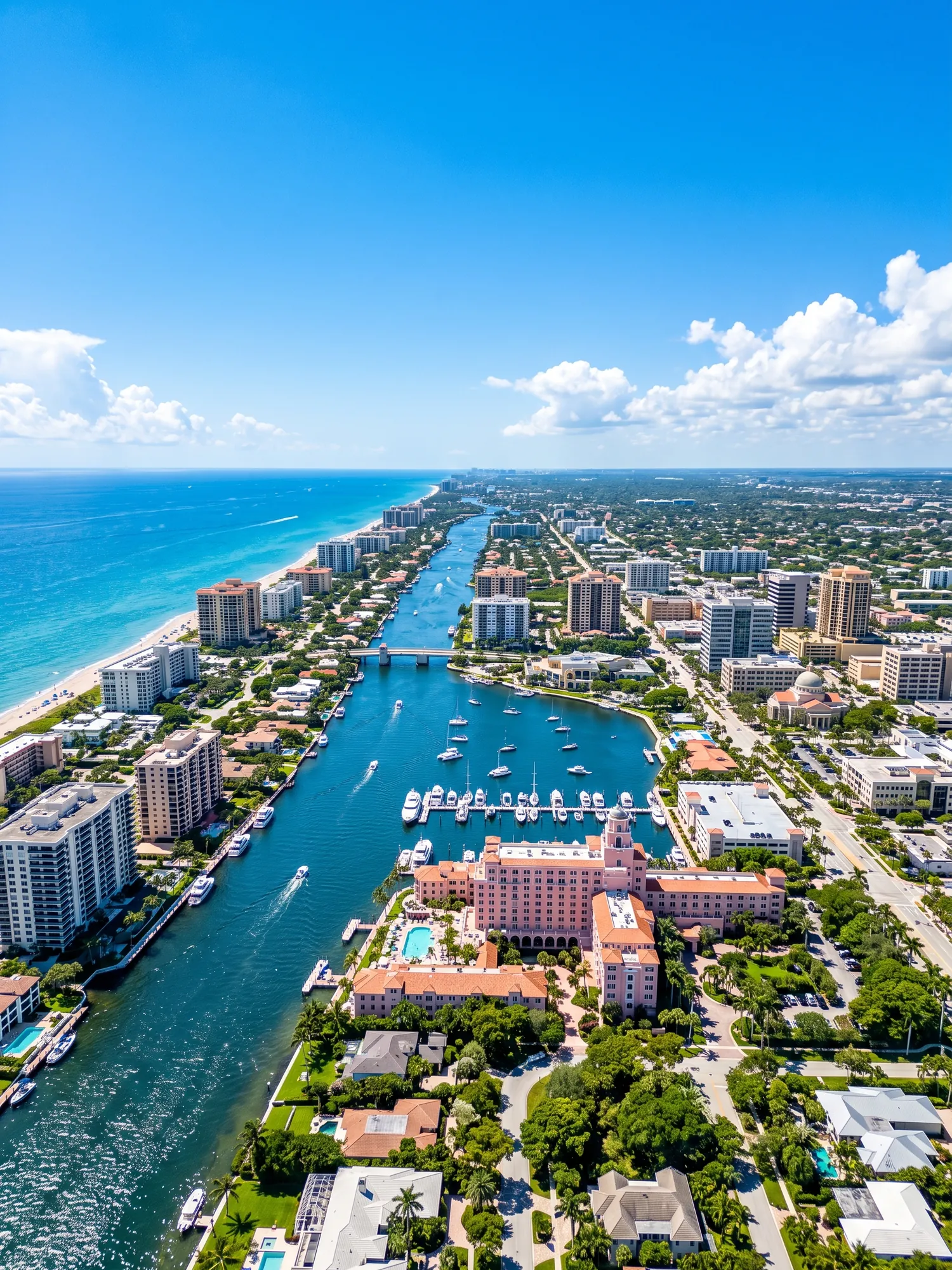 Image of Panoramic Cityscape View Of Boca Raton In Bright Daylight
