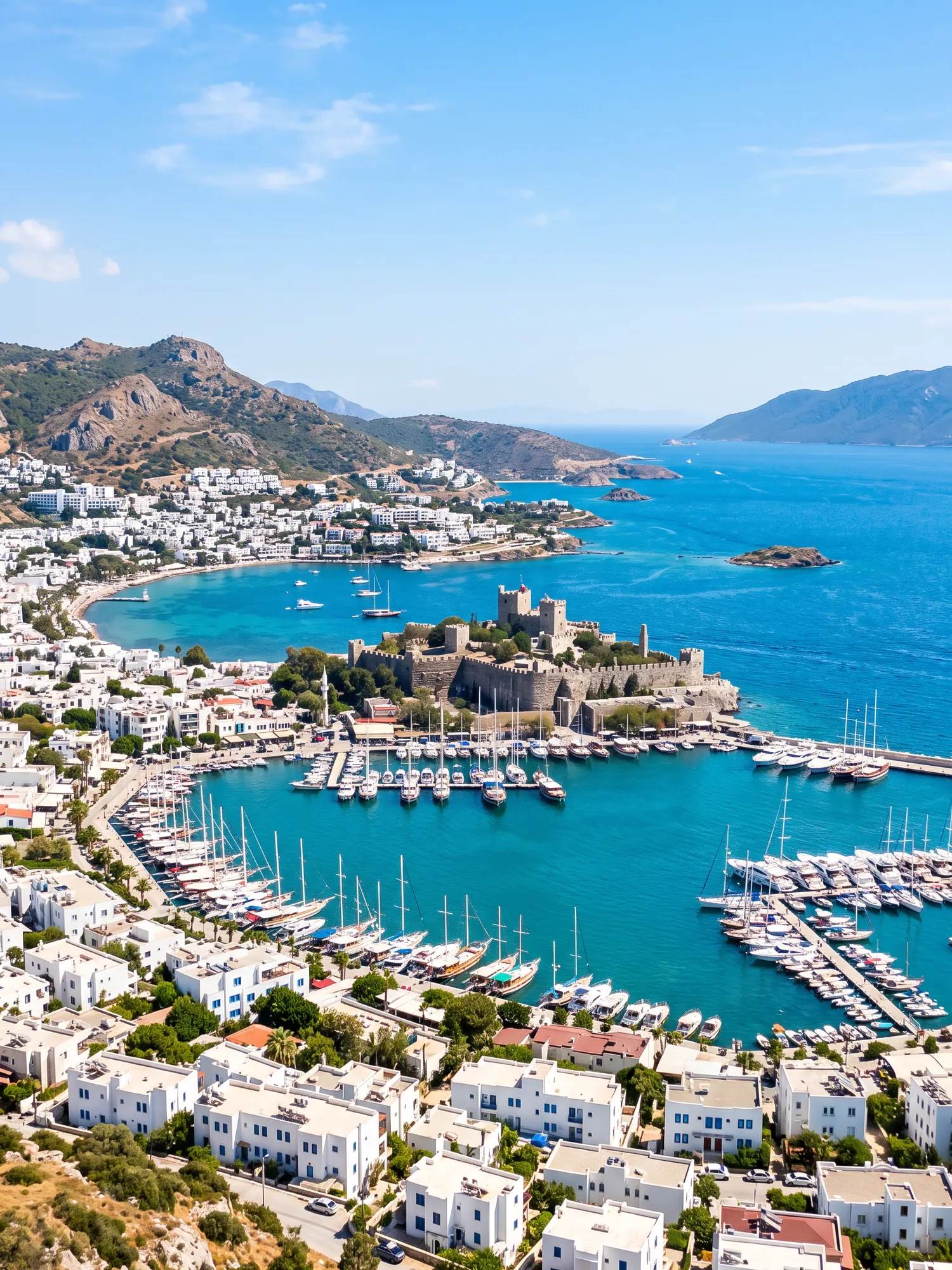 Image of Panoramic Cityscape View Of Bodrum In Bright Daylight