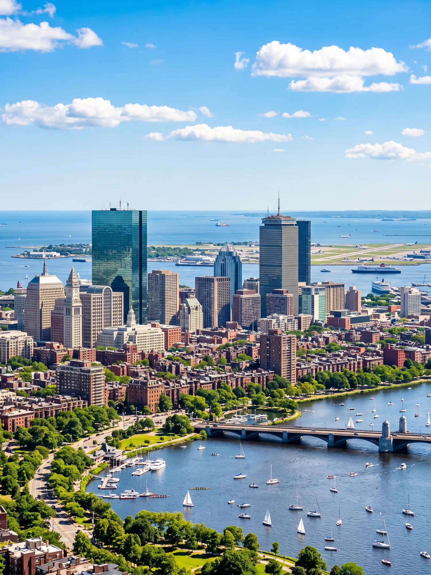 Image of Panoramic Cityscape View Of Boston In Bright Daylight 1