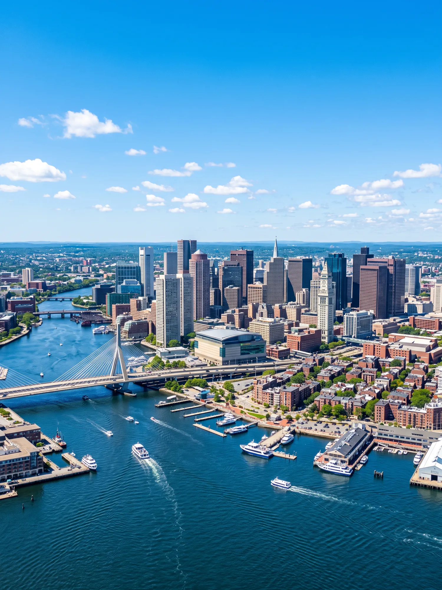 Image of Panoramic Cityscape View Of Boston In Bright Daylight