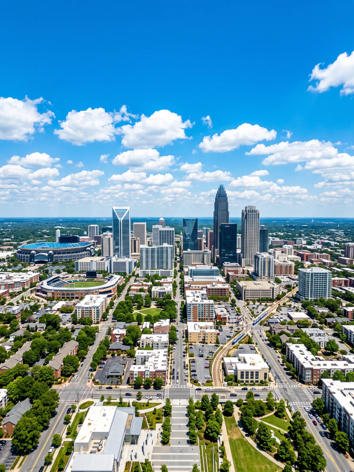 Image of Panoramic Cityscape View Of Charlotte In Bright Daylight