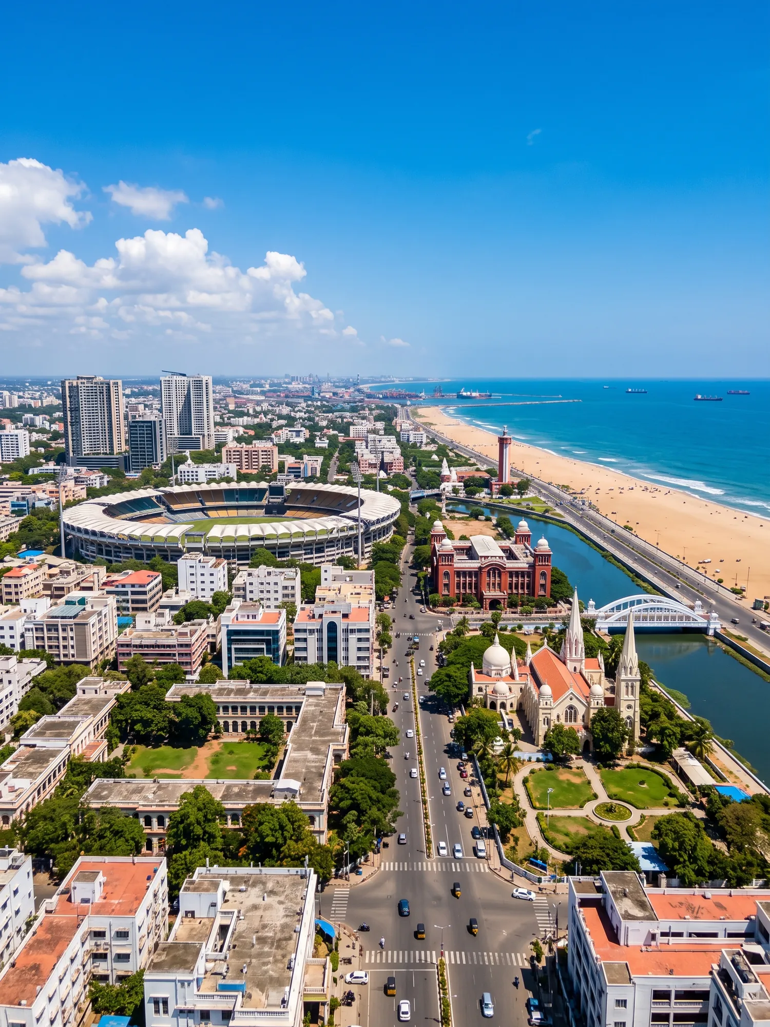 Image of Panoramic Cityscape View Of Chennai In Bright Daylight