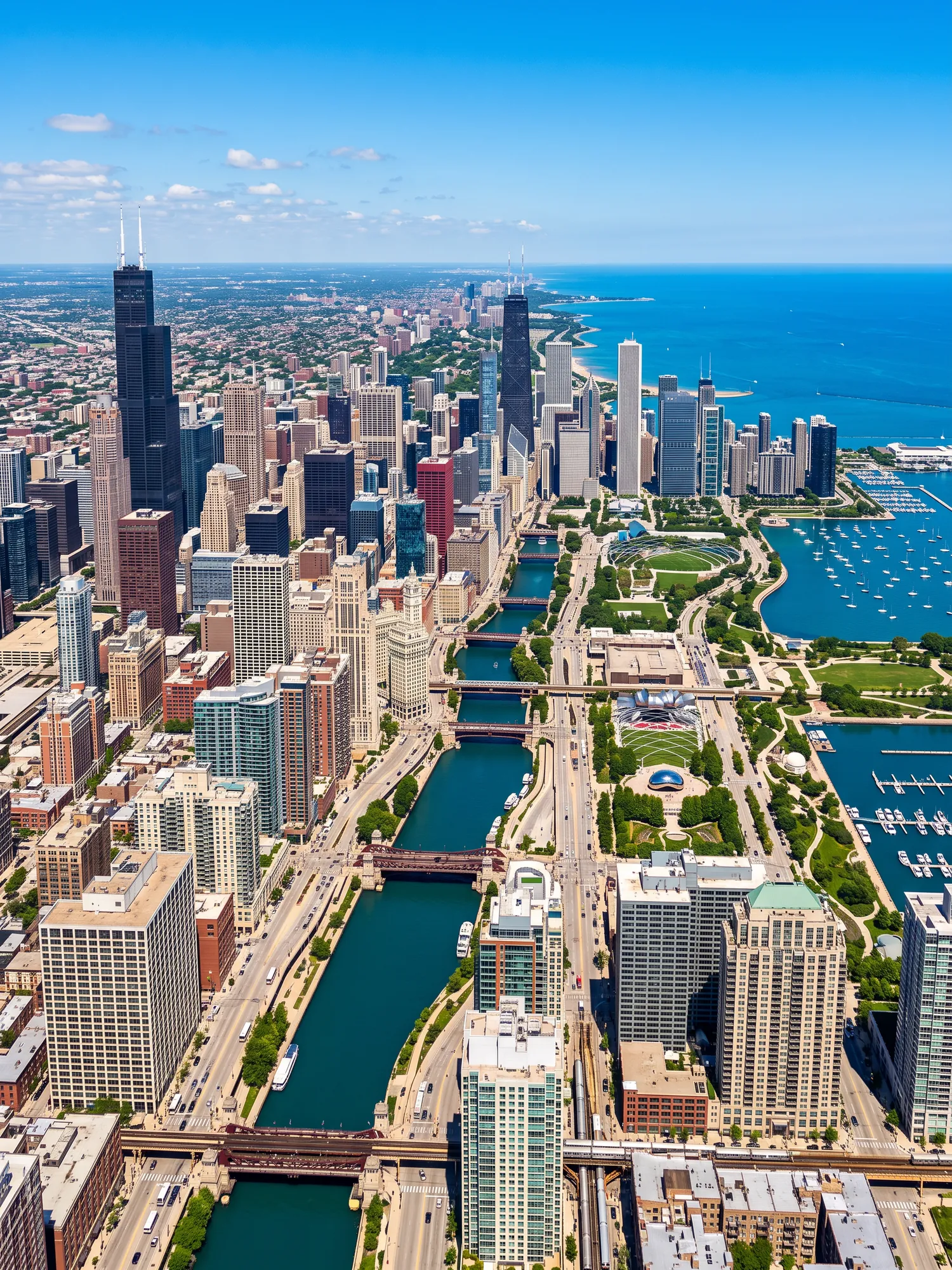 Image of Panoramic Cityscape View Of Chicago In Bright Daylight 2