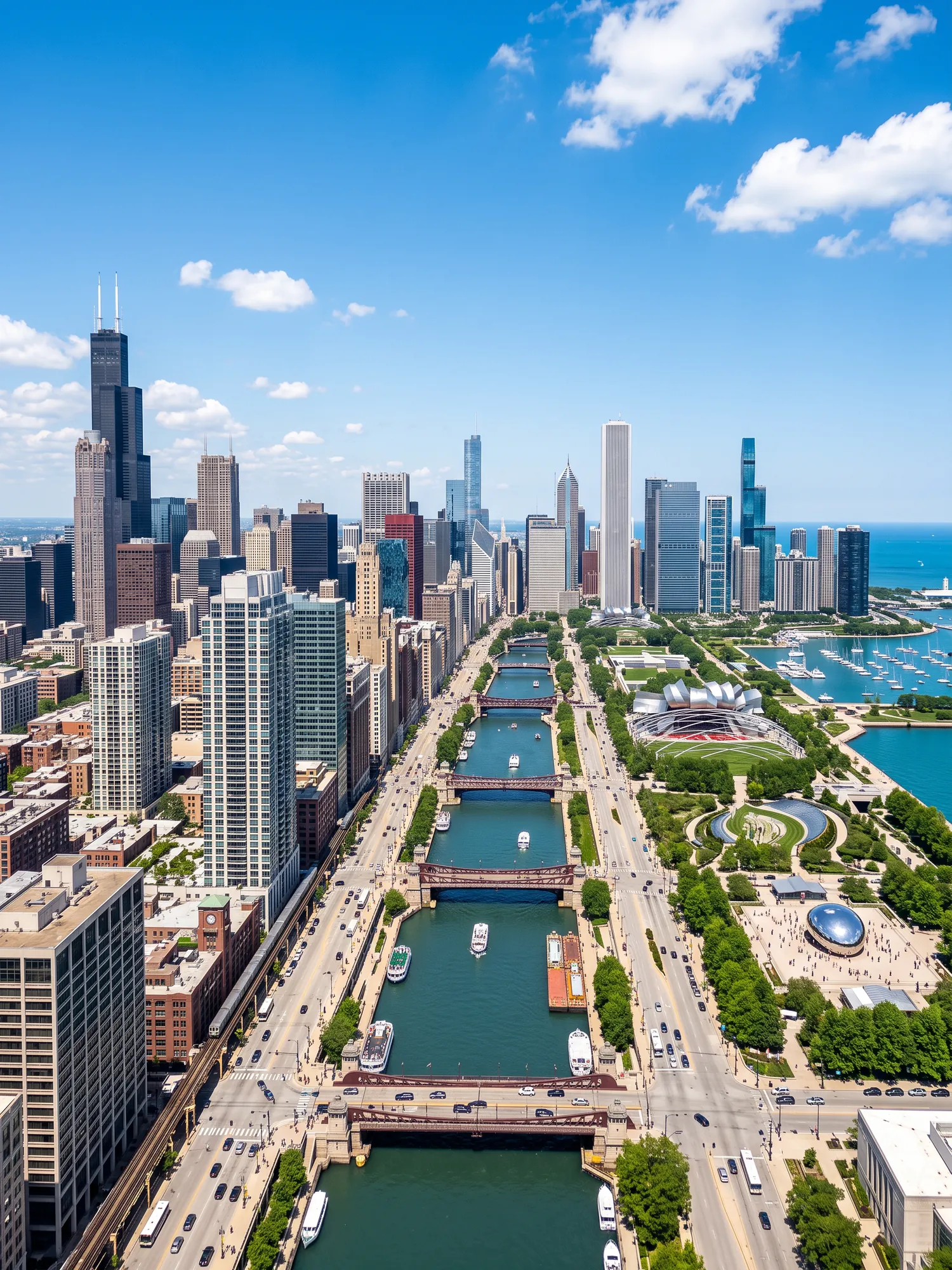 Image of Panoramic Cityscape View Of Chicago In Bright Daylight 3