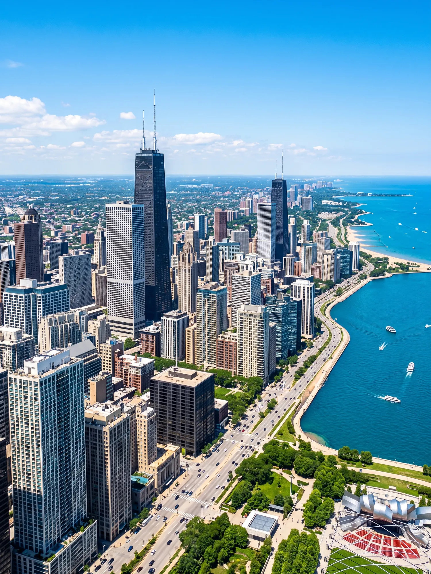 Image of Panoramic Cityscape View Of Chicago In Bright Daylight 4
