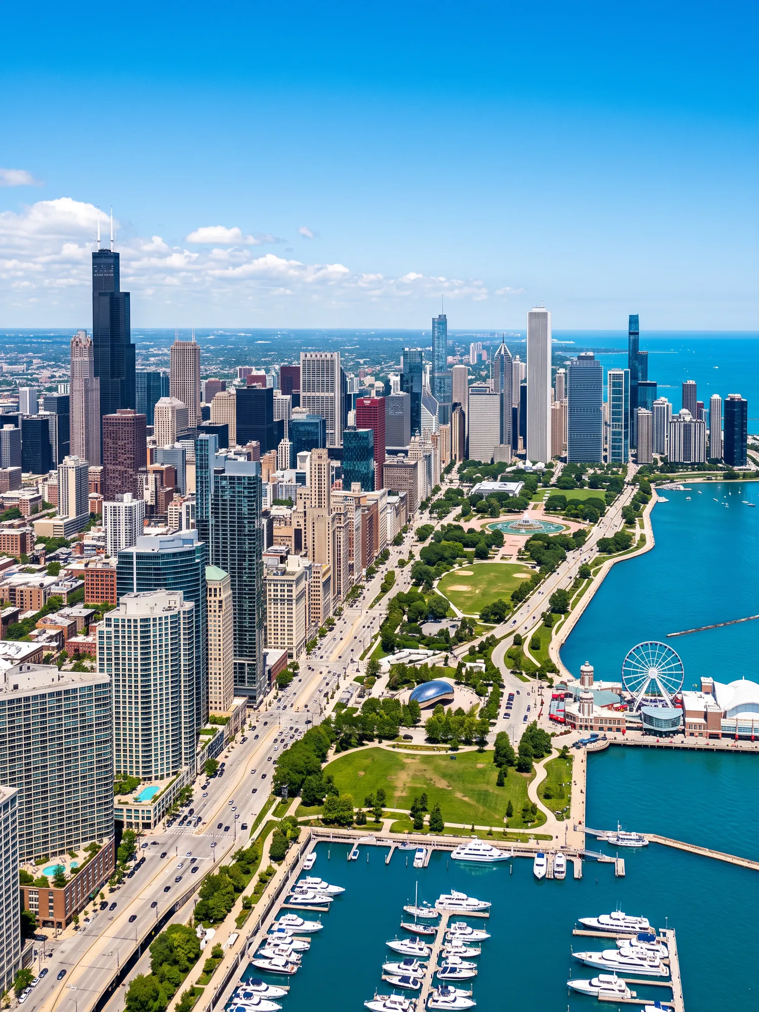 Image of Panoramic Cityscape View Of Chicago In Bright Daylight 5