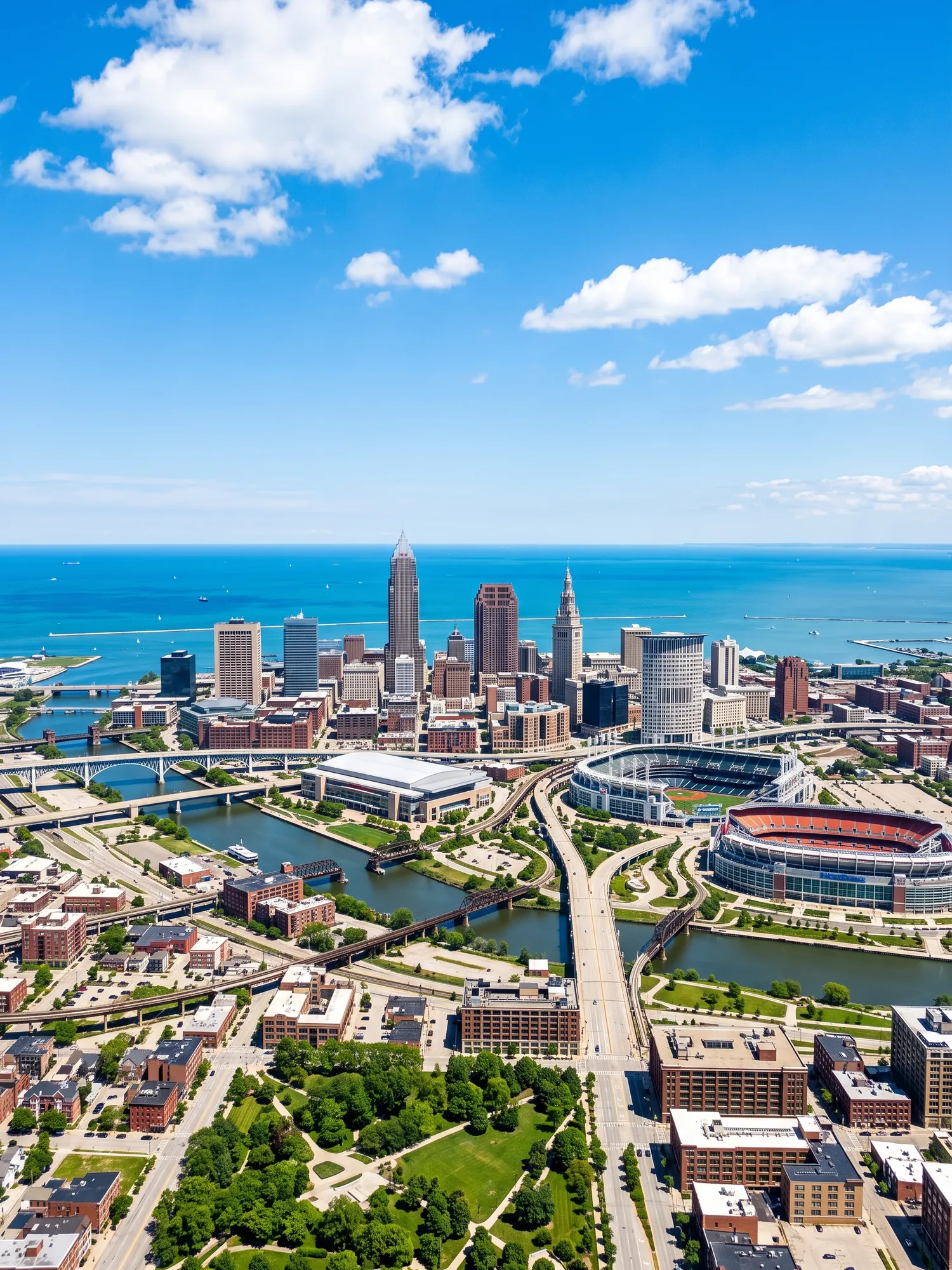 Image of Panoramic Cityscape View Of Cleveland In Bright Daylight 1