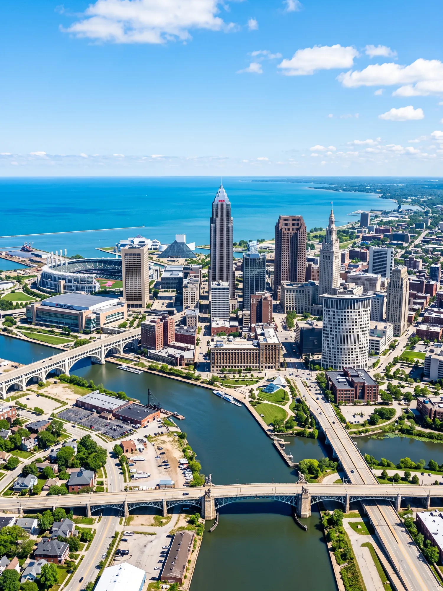 Image of Panoramic Cityscape View Of Cleveland In Bright Daylight