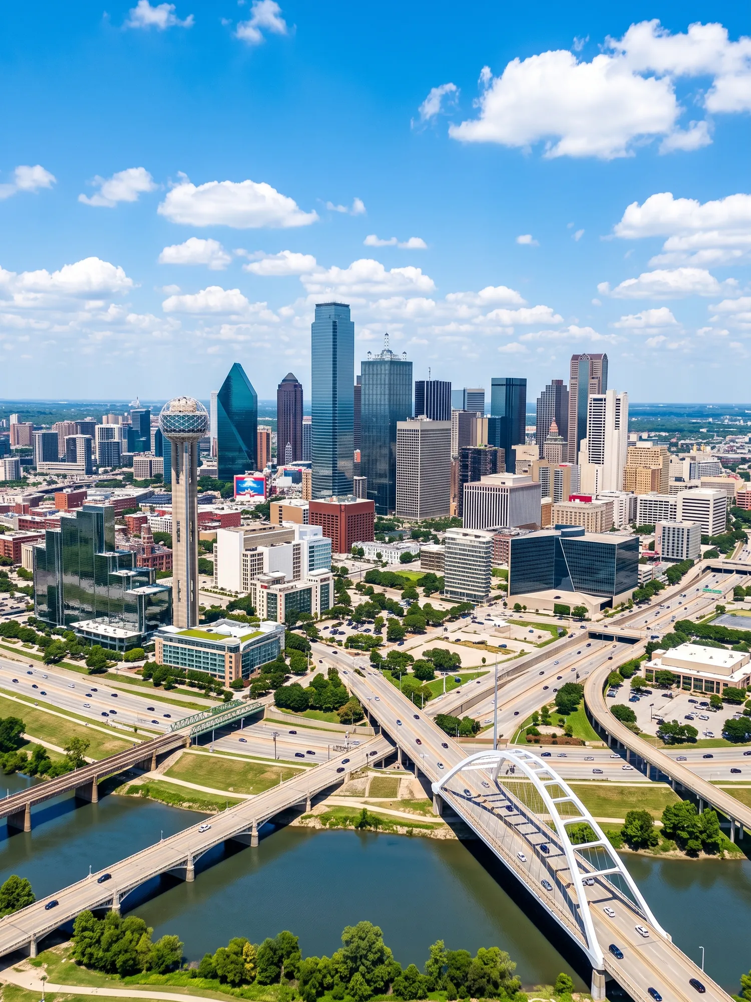Image of Panoramic Cityscape View Of Dallas In Bright Daylight