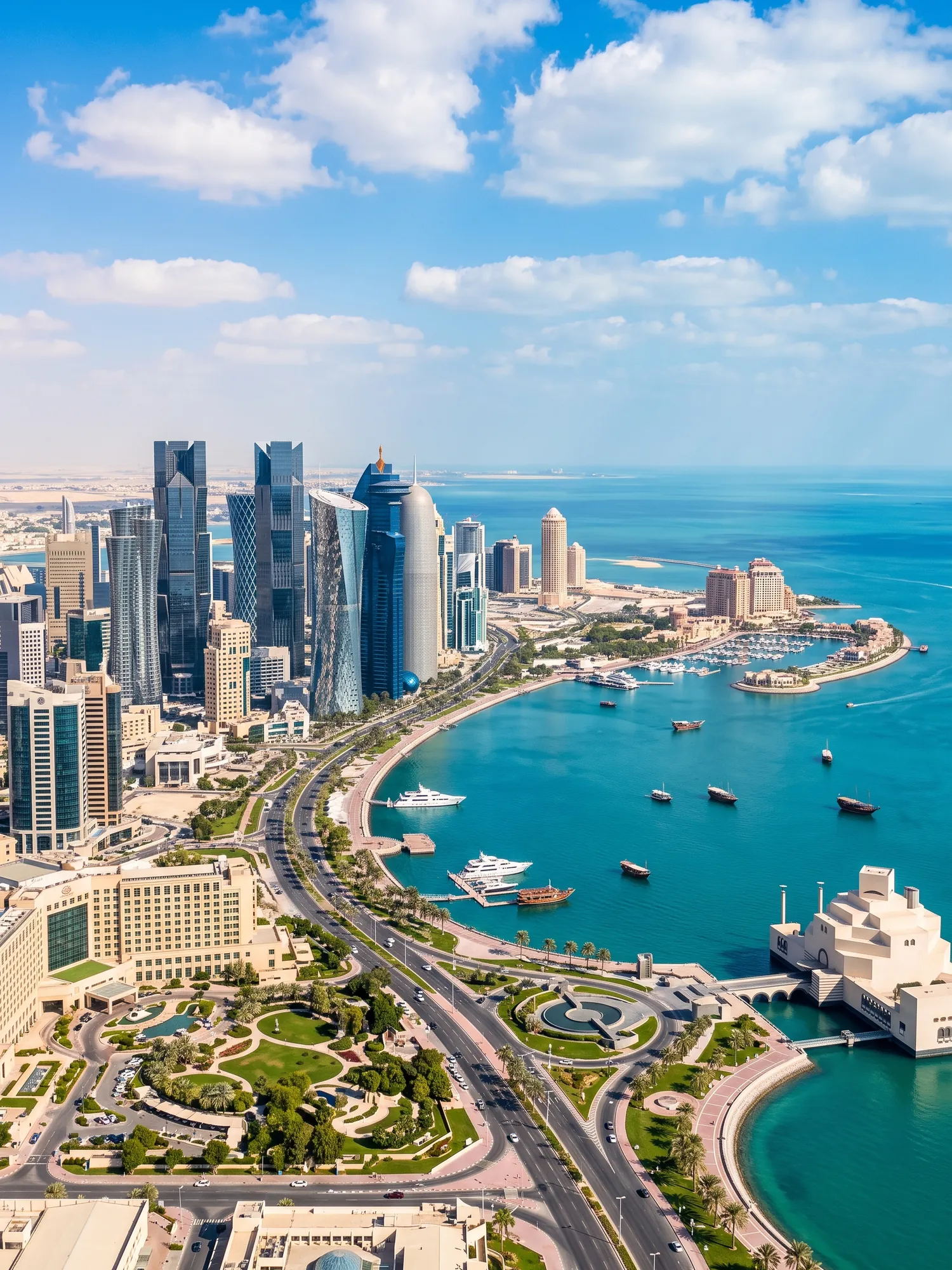 Image of Panoramic Cityscape View Of Doha In Bright Daylight
