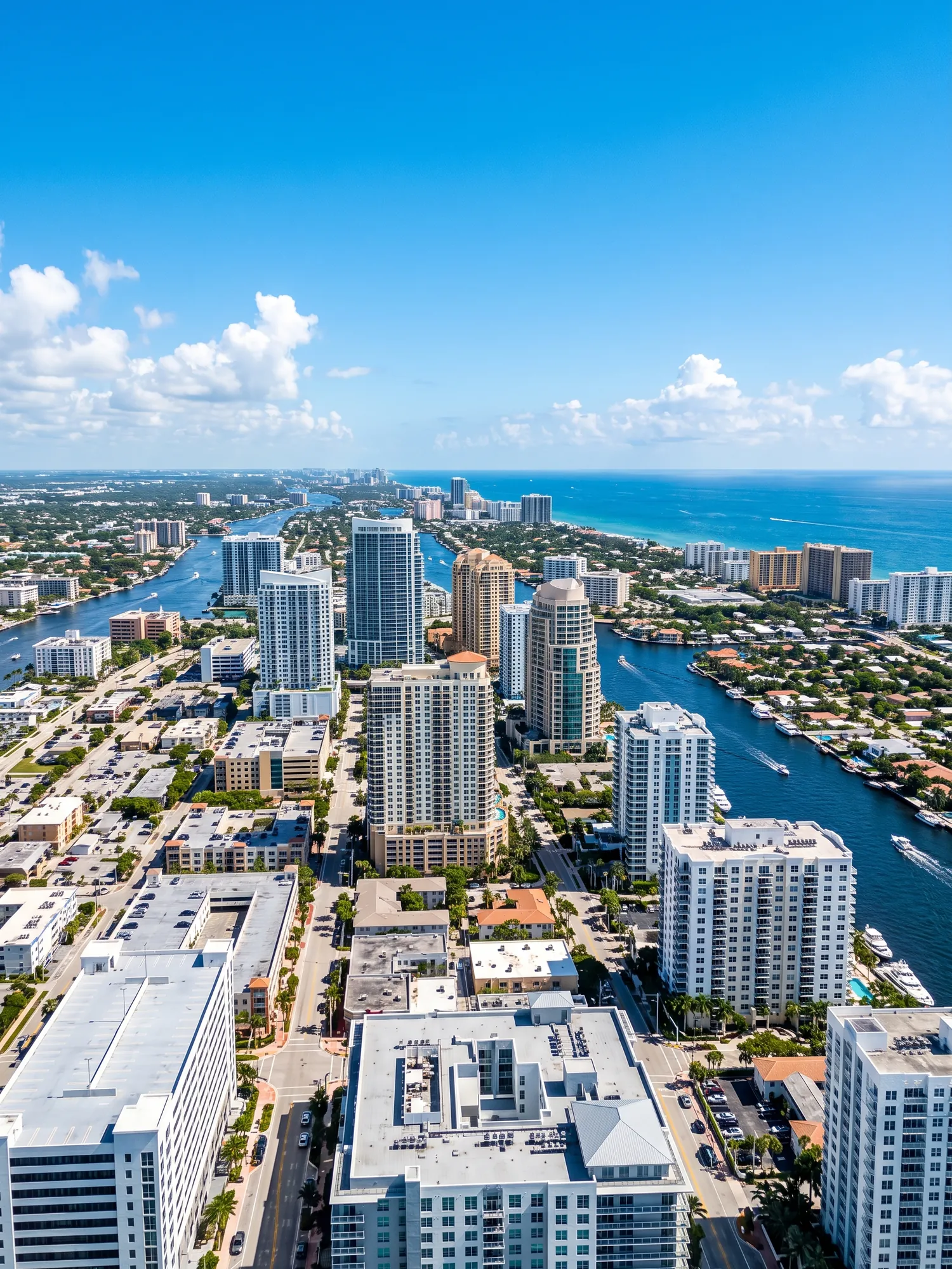 Image of Panoramic Cityscape View Of Fort Lauderdale In Bright Daylight