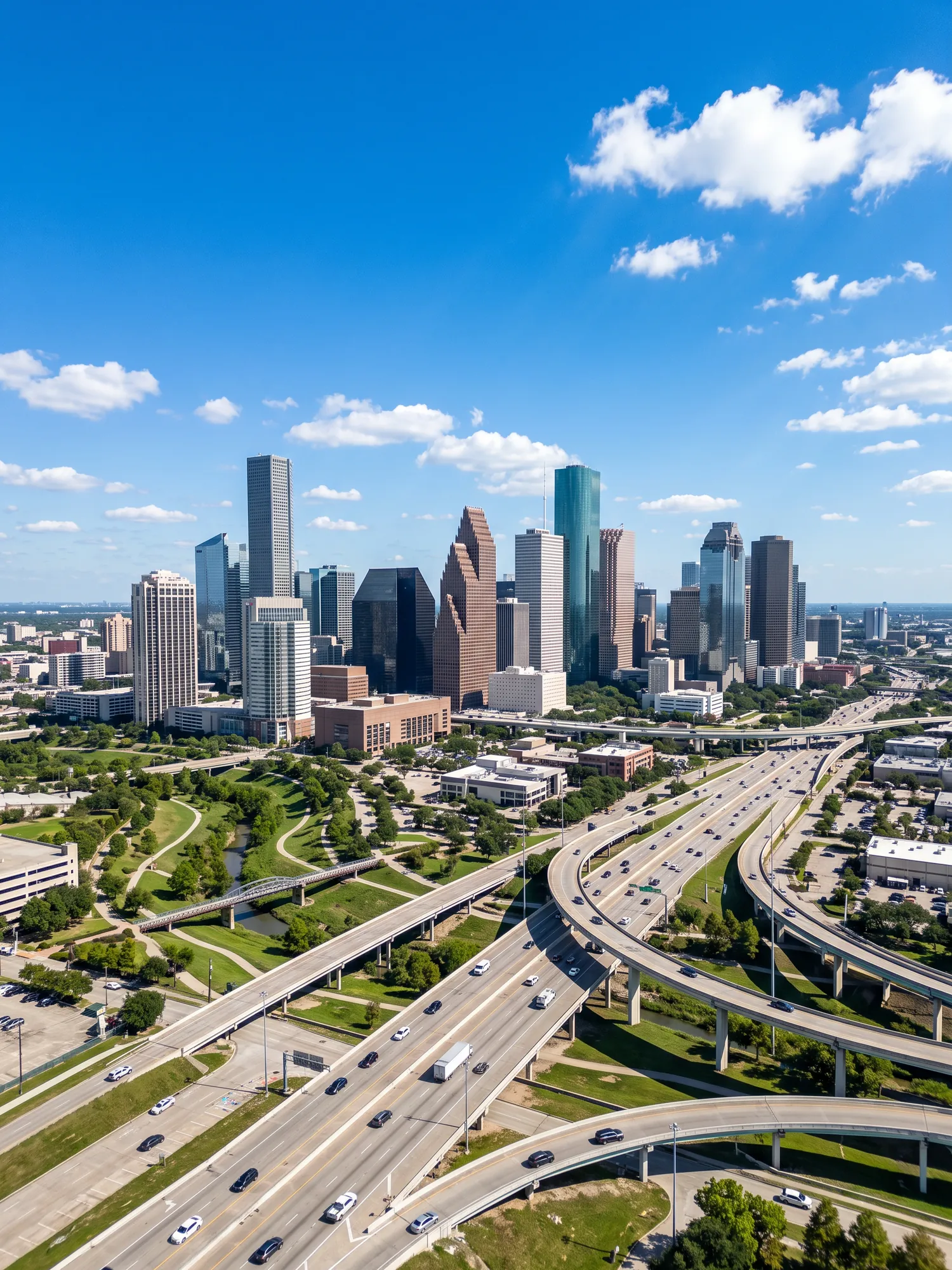 Image of Panoramic Cityscape View Of Houston In Bright Daylight 1