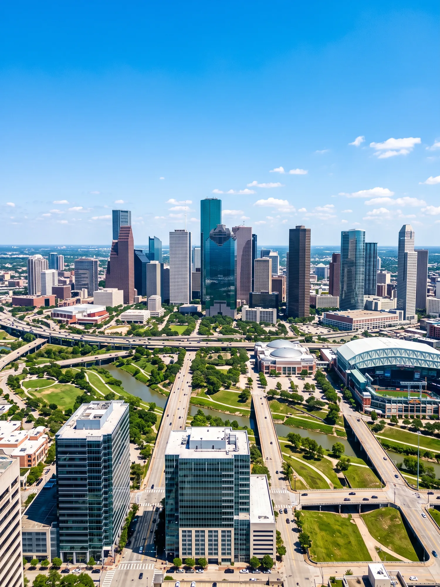 Image of Panoramic Cityscape View Of Houston In Bright Daylight 2
